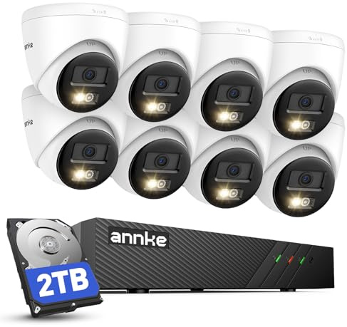 ANNKE CCTV Camera System Outdoor, 8CH 4K NVR with 2TB HDD, 8X 3K PoE Camera | 2 Way Audio, Colour Night Vision, Human Vehicle Detection, Remote Access, IP67 Waterproof, 24/7 Recording Security Kit