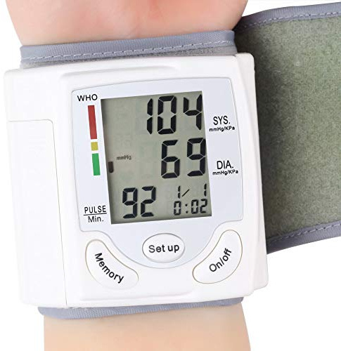GHzzY Monitor de presión Arterial de muñeca con Gran Pantalla LCD Digital - Monitor de presión Arterial de medición automática con detección de Pulso de frecuencia cardíaca