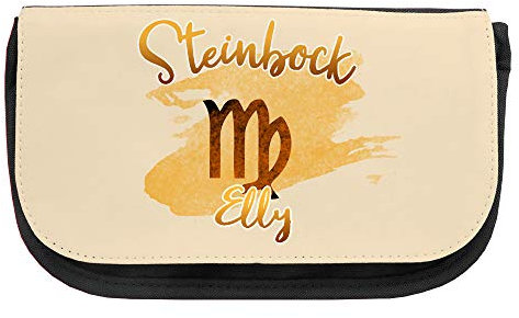 Kosmetiktasche mit Namen Elly und Sternzeichen-Motiv Steinbock | Schminktasche | Viele Vornamen zur Auswahl
