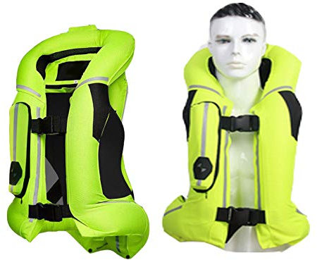 Outdoor-Airbag-Weste, Motorrad-Airbag-Weste, abnehmbare Schutzausrüstung auf der Rückseite, um ein Durchstechen zu verhindern, geeignet für erwachsene Männer und Frauen (ohne CO2-Zylinder) (Farbe: