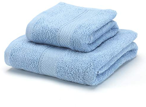 Boncasa - Juego de Toallas - 100% Algodón Peinado (no regenerado) - Calidad Ring Spun - Tacto Suave - 450 gr/m2 (Set 2 Piezas, Azul Claro)