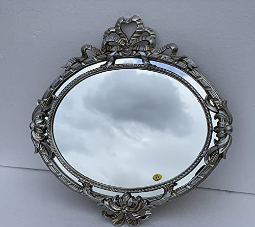 Artissimo Barock Wandspiegel Rund Oval Antik Silber Barock Jugendstil 52x50 Badspiegel Antik Flurspiegel