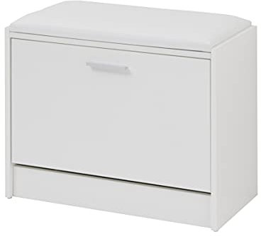 Baroni Home Scarpiera Salva spazio Slim in Legno Melaminico da Ingresso. Cassapanca da ingresso Bianca da 6 paia con Anta a Ribalta e Doppia Profondità 30x63x45 cm