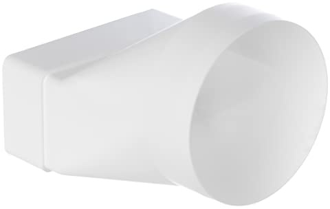 110x55mm - Ø 100mm Plastic Ducting Adaptor - Rectangular Flat Channel to Round Pipe - Adapter Connector