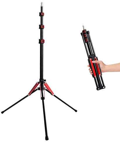 FOSOTO Lichtstativ 192cm/75.5 Lampenstativ Umgekehrt Klappbares Stativ | max. Last 4kg, Aluminium Lichtstativ, mit 1/4 Schraube für Kamera Webcam Studio Ringlicht Blitzlicht Softbox