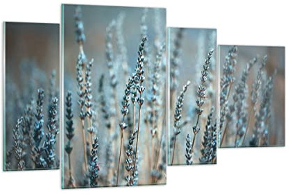 ARTTOR Bilder auf Glas 120x70cm Wandbild Glasdruck Botanik Blumen - 4986 | Lavendel Rand Blume Mehrteilige Groß Modern Dekoration Wohnzimmer Schlafzimmer Küche Wanddeko Kunstdruck Art ARTTOR