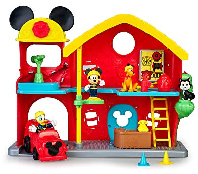 Famosa Disney Mickey - Feuerwehrstation - 14 Teile - mit Soundfunktionen - Spielzeug für Kinder ab 3 Jahren - MCC19