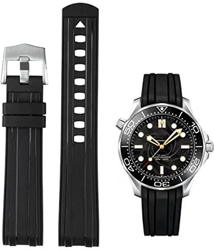 FOUUAAO Uhrenarmbänder für Omega Silikon Armband Gummi Weich Wasserdicht Uhrenarmbänder 20mm 22mm Armbänder für Omega Seamaster 300 für Omega SpeedMaster De Ville Original