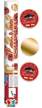 CANNONE SPARACORIANDOLI LAUREA ROSSI E ORO - TUBO LANCIA CORIANDOLI 30CM