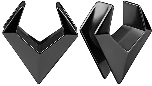 Vankula Ohr Tunnel 1 Paar Saddles Flesh Plugs Dreieckig Edelstahl für männer damen Ohrpiercing Gestreckte Schmuck 8mm(0G) Schwarz