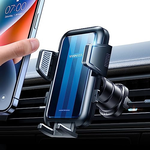 VANMASS Handyhalterung Auto Lüftung【2025 Stärkster Lüftungshaken】 Handy Halterung Auto Militär-Klasse Kfz Handyhalterung Universal Autohalterung für iPhone 17 Pro Max/17 Air/16/15/14 Samsung S25 usw