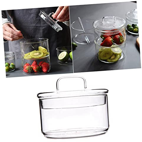 FELTECHELECTR Insalatiera in Vetro Trasparente Impilabile Contenitore per Frutta Dessert Insalata Ciotola Resistente al Calore per Cucina e Snack
