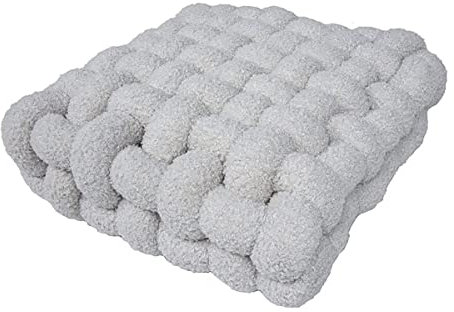 Kissen Deko Kuschelkissen Plüsch-Knoten-Ball-Kissen Geknotetes Kissen Knot Kopfkissen Dekokissen flauschig Zierkissen geflochten für Sofa, Bett, dekorativ,Off White, 30×50×12CM