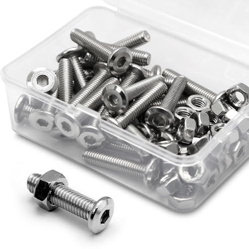 (30 Sätze) M6 x 20mm Innensechskantschrauben und Muttern Set 304 Edelstahl Flachkopf Möbel-Anschluss Schrauben