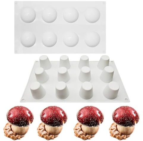 HMTRADE 3D Mushroom Silicone Chocolate Mold, Cute Mushroom Cake Candy Mould, Non Stick Desserts Gum Paste Mould Ice Cube Mold Cake Decoration, DIY Art Craft Ornaments