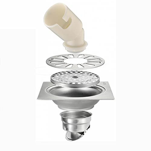 Quadratischer Bodenablauf, Edelstahl mit Abnehmbarer Haarfängerabdeckung, Duschablauf for Küche, Balkon, Garage, Bodenablauf-10 cm * 10 cm (Color : A-15cm*15cm)