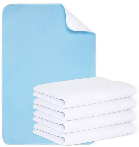 Mancosi Reusable Incontinence Bed Pads (4 Packs), washable bed pad, Heavy Absorbency (4-Layer) Waterproof Bed Pads 18X24, nonslip & Skin-friendly, Multi-scenes tailor to Kids, Adults, Elderly & Pets