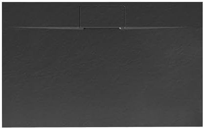 VBChome Piatto doccia 100 x 80 x 2,5 cm, nero struttura in pietra, piatto doccia extra piatto, rettangolare, copertura SMC, materiale composito universale, sifone rettangolare, lunghezza 80 x 100 cm
