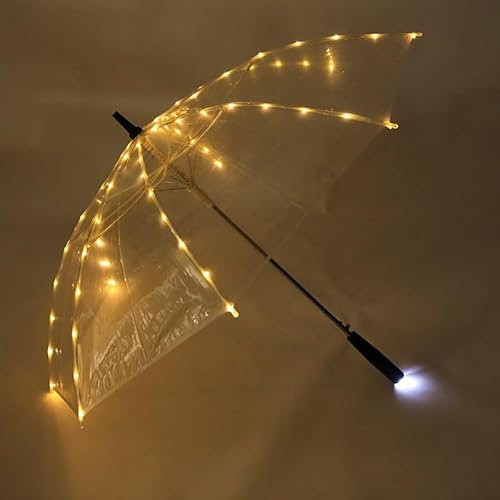 HEPYLAIFU durchsichtiger regenschirm LED transparente Regenschirme, Party-Geburtstags-Weihnachtsgeschenke Braut Hochzeitsschirme Durchsichtige (Color : Y, Size : 23)