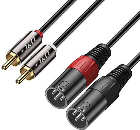 J&D 2 RCA vers XLR Mâle Câble, Ecalé Unbalanced Dual XLR à RCA Mâle Câble de Connexion pour Haut-parleurs, Amplificateurs, Systèmes Audio Stéréo HiFi, 4,5 Meter