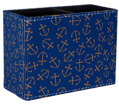 Eslifey Stifthalter, quadratischer Stifthalter für den Schreibtisch, goldener Anker, Meer, Segelmuster, Stiftebecher, Make-up-Pinselhalter, Ständer, Display, Schreibtisch, Schreibwaren, Organizer für