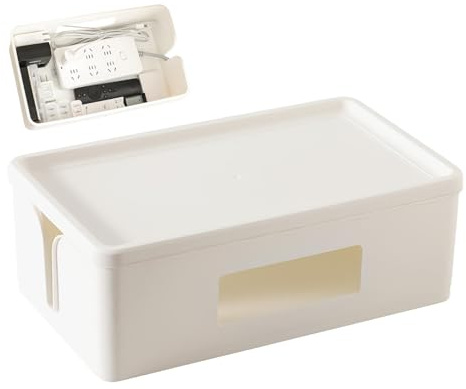 Kabelbox-Organizer – Kabelmanagement-Verdecker, Steckdosenleisten-Halter, Bodensteckdosen-Verdecker, staubdichter Steckdosenleisten-Organizer für TV-Kabel, Computer-Router, USB-Hub