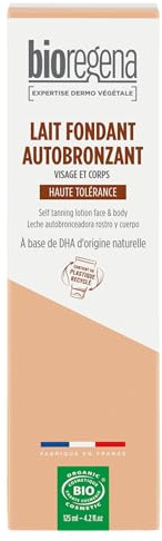 Bioregena | Bio-Selbstbräunungsmilch | Gesicht & Körper | Strahlender & gleichmäßiger Teint | Nährt & schützt | Formel angereichert mit Kartié-Butter | Aloe Vera | Made in France | 125 ml