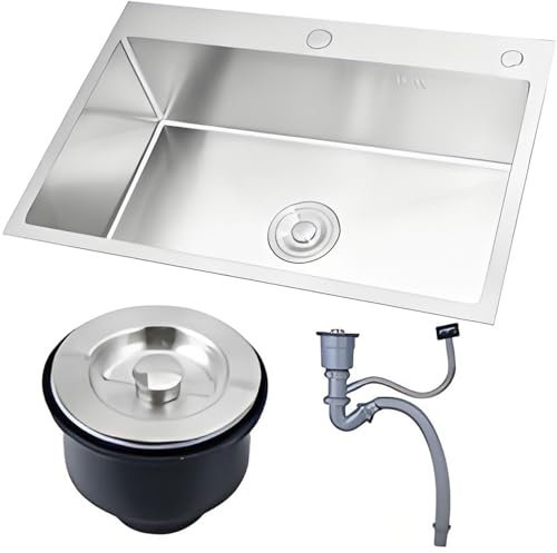 Kaverno Fregadero Cocina Bajo Encimera, Fregaderos de Acero Inoxidable 304 Plata, Fregadero Multifuncional Independiente Modernos con Escurridor para Estación Trabajo Preparación Barra(65 * 45cm)