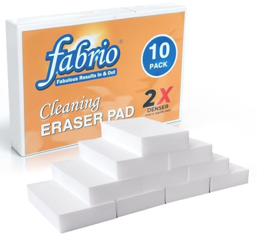 FABRIO Melamine Cleaning Eraser Sponges - Pack of 10 (2 x Denser) | Ideal for Kitchen, Bathroom, Walls, Stains, and More - Multi - Surface Cleaning
