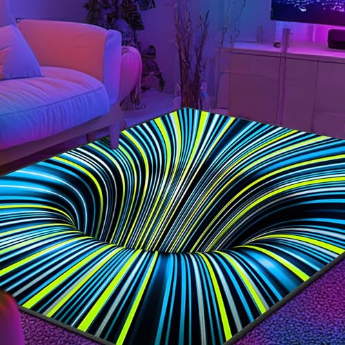 Dwafill Vacker matta ungdomsrum pojkar, 120 x 180 cm 3D Vortex-mattor illusion optisk illusion, gamermatta, för matsal hem sovrum rum inredning