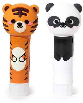 Puckator Adoramals Wild Tiger & Panda Glue Stick - Strong PVA Glue Sticks for School - Craft Supplies - Kids Glue - Art Supplies for Kids & Children - Back To School Gifts - Stationary Supply