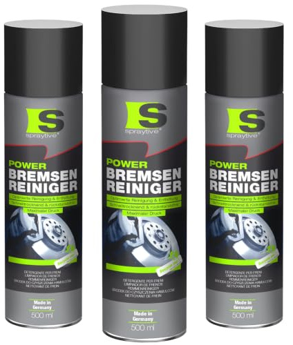 Spraytive 3 x 500ml Bremsenreiniger Spray, Kaltreiniger, Fett- & Rostlöser | Made in Germany, Ölfleckentferner, für Bremsscheiben, Bremssattel & Kette, löst Öl & Fett, rückstandsfrei, Auto & Motorrad