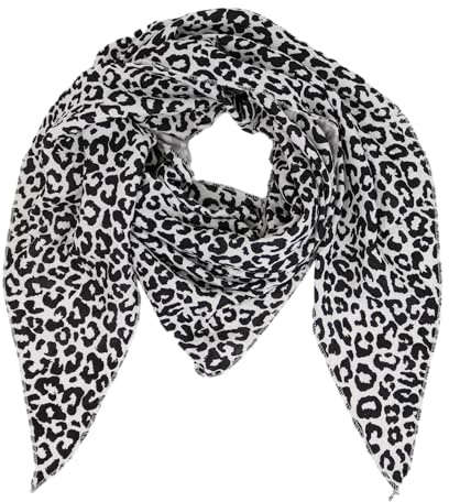 MIRROSI Damen Musselin Halstuch Made in Italy mit Leoprint oder Unifarben – Leichtes Dreieckstuch für Frühling & Sommer, Baumwolle, 200x80 cm