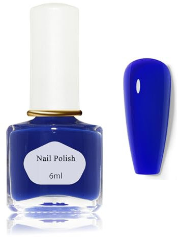 Blau Nagellack, Leuchtend Neon Nagellack Schnell Trocknend & Langanhaltend, Ungiftiger keine UV benötigt, Regular Blue Nail Polish für DIY-Nageldesign French Manicure (Blau, 6ML)
