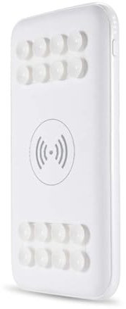 KhUkhu Wireless Charger Power Bank, 10000Mah Portable External Battery Pack with Dual USB And Suction Cup Compatible with Iphone XS/XR And All Qi-Enabled Devices,White