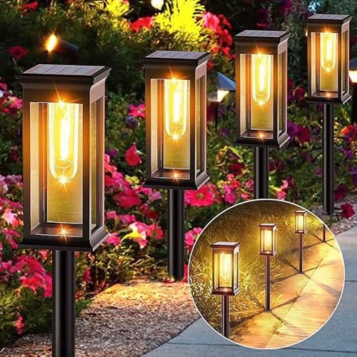 6 Stück Solarlampen für Außen Garten: Automatische LED Outdoor Laterne Lampe, IP65 Wetterfest, 800mAh Akku, Terrasse Solarlampe Beleuchtung für Garten Rasen Hof Terrasse Wege Garageneinfahrt