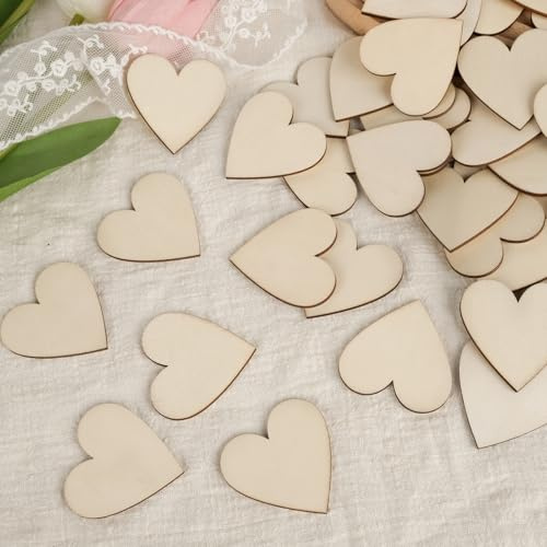 HOLDLEAF 100 StüCk Holzherzen Deko, 5cm Kleine Holz Herzen zum Basteln, Streudeko, Tischdeko Hochzeit, Valentinstag, DIY