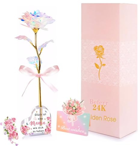 Wryzorix Muttertagsgeschenk,Geschenke für Frauen Geschenke für Mama Unvergängliche Rose Ewige Rose im Glas, Mama,Geburtstagsgeschenk für Frauen,Muttertagsgeschenke