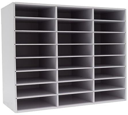 HomeoneniC Litteraturförvaring dokumentfack med 36/24 fack och justerbara hyllor skrivbordsfilhållare filsorterare brevfack dokumentförvaring (vit, 24 fack)