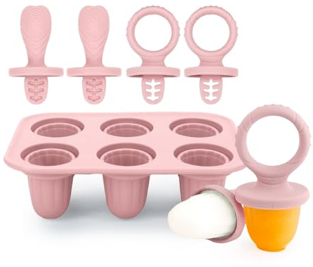 Molde Helados Silicona Con Palo 4 asas para paletas de bebé, moldes de helado reutilizables de fácil liberación para manos pequeñas