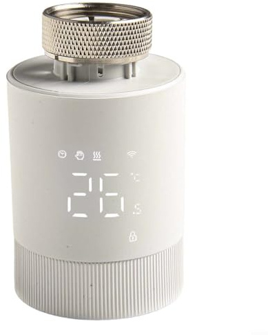 Gdfnmogo Vanne de thermostat de radiateur intelligente programmable WiFi, contrôleur de température TRV, application Tu-ya Smart-Life et commande vocale, économie d'énergie, blanc