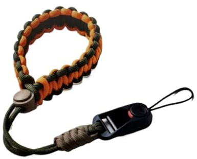YIQYISELECT Dragonne tressée faite à la main avec cordon de sécurité réglable (orange militaire (boucle))