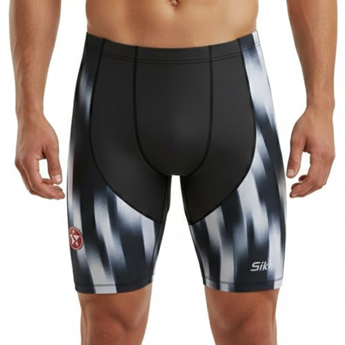 Sikma Men’s Swim Jammers with Front & Back Liner, Drawstring Waist & Silicone Leg Grip – Quick Dry Compression Swim Shorts for Training & Racing
