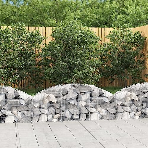 RMIHSJG Panier gabion avec arc haut, 150 x 30 x 40/60 cm, en fer galvanisé, pour barrière de jardin et brise-vue comme décoration