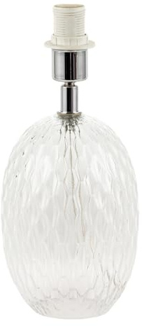Happy Homewares Elegant Clear Glass Table Lamp Base with Textured Diamond Cut Pattern | Ideal for Modern Coastal Minimalist or Boutique Interiors