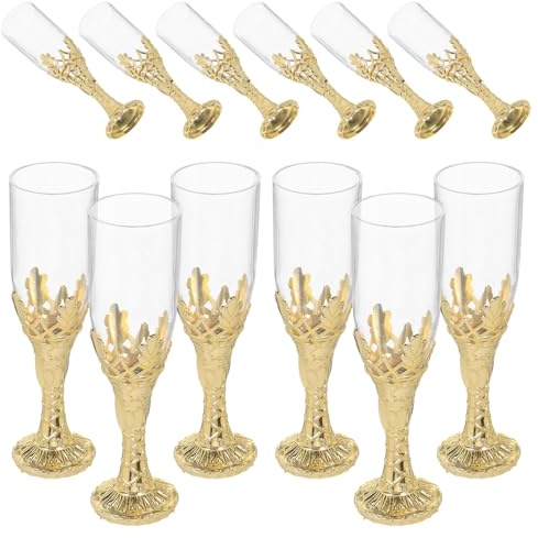 JOINPAYA Set de 12 Copas de Vino de Plástico Dorado, Cáliz Vintage para Bodas y Ritos Religiosos, Vaso Decorativo con Resistencia al Desvanecimiento, Uso en Eventos