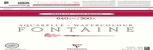 Clairefontaine 96372C - Ries mit 5 Bogen Aquarellpapier Fontaine 640g, 100% Hadern, professionelle Qualität feinkörnig/cold-pressed mit leichtem Büttenrand, 75x105cm, Korrekturen möglich, Weiß, 1 Ries