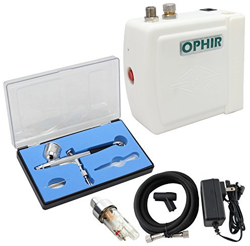 OPHIR Mini aerógrafo compresor tatuaje arte de uñas pastel doble acción aerógrafo kit DC 12V