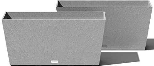 Veradek Pure Series Midori Trough Planter - Large Rectangular Planter for Indoor or Outdoor Deck/Porch | Durable All-Weather Use with Drainage Holes | Modern Decor for Shrubs, Flowers, Small Plants