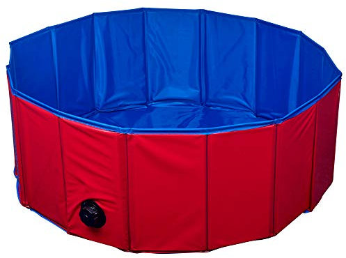 URBN-TOYS Große Faltbare Haustier-Badewanne Ø 80 x 20 cm rot/blau
